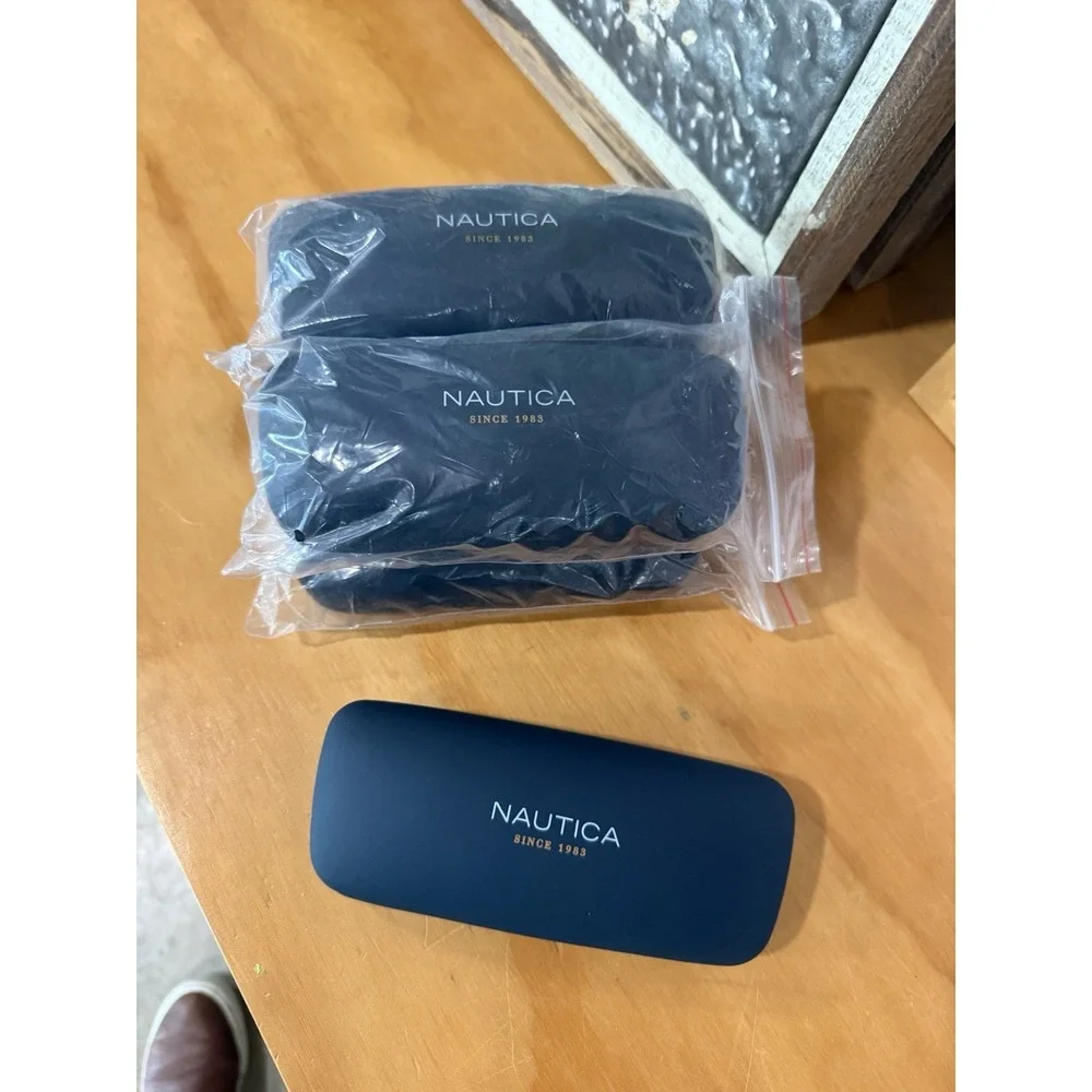 Lot Of 5 Nautica Dark Blue Hard Clamshell Case For Eye Glasses New